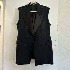 Burberry satin trim wool blazer vest blazer vest
